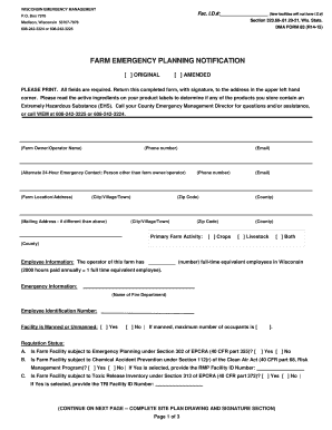 Wisconsin Farm Emergency Plan Notification