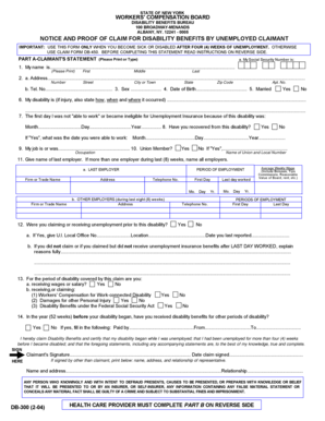 New York Disability Benefits Claim Form