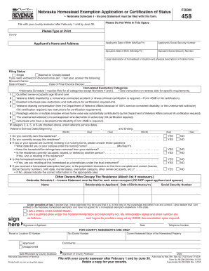 Nebraska Homestead Exemption Application