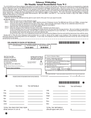 Delaware W-3A/W2 Annual Reconciliation Form
