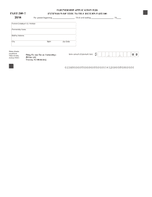New Jersey Partnership Extension Form PART-200-T
