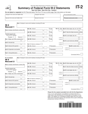 New York State W-2 Summary Form IT-2