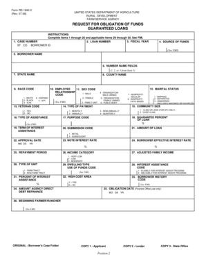 USDA Guaranteed Loan Request Form