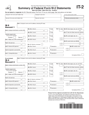 New York State W-2 Summary Form IT-2