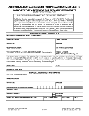 Authorization Agreement for Preauthorized Debits