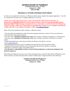 Georgia Pharmacy Intern Registration Form