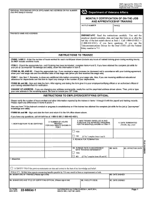 Monthly Certification of On-the-Job and Apprenticeship Training