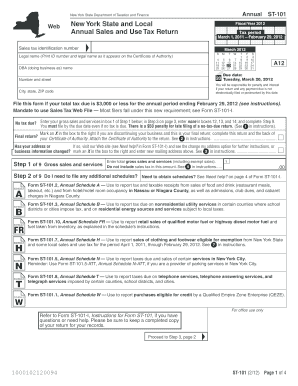 New York State Annual Sales and Use Tax Return