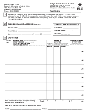 West Virginia Multiple Worksite Report BLS 3020
