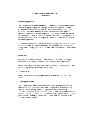 AUSKF Anti-Doping Rules Agreement