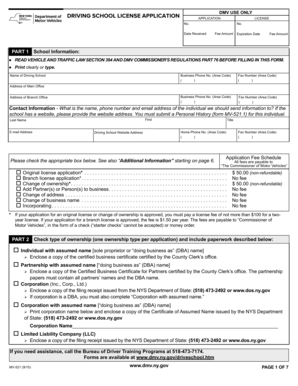 New York Driving School License Application