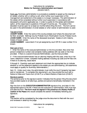 Motion for Summary Administration and Assent