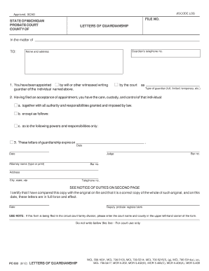 Michigan Letters of Guardianship