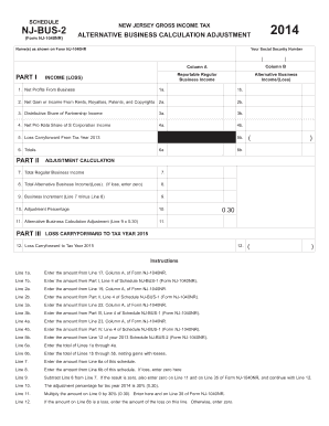 New Jersey Gross Income Tax Business Calculation Adjustment