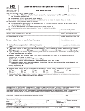 IRS Form 843 Claim for Refund and Request for Abatement