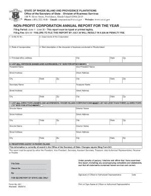 Rhode Island Non-Profit Corporation Annual Report