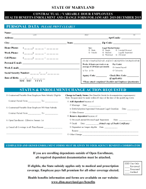 Maryland Health Benefits Enrollment Form