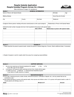 Respite Subsidy Application
