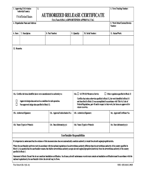 FAA Form 8130-3 Airworthiness Approval Tag