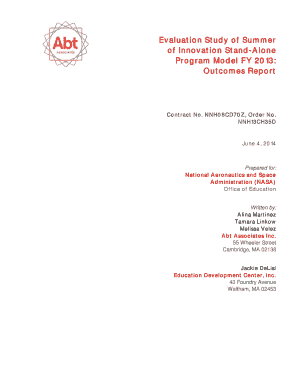 Evaluation Study of Summer of Innovation Stand-Alone Program Model FY 2013. Evaluation Study of Summer of Innovation Stand-Alone Program Model FY 2013 - nasa