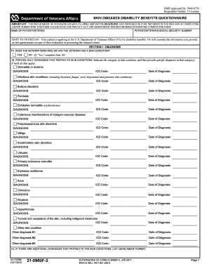 Skin Diseases Disability Benefits Questionnaire