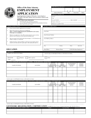 Florida State Attorney Employment Application