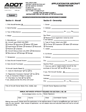 Arizona Aircraft Registration Application