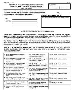 New York Food Stamp Change Report Form
