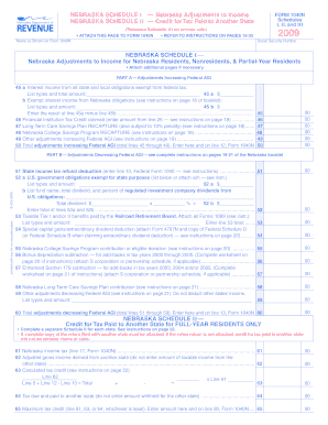 Nebraska Schedule I - Adjustments to Income Form 1040N