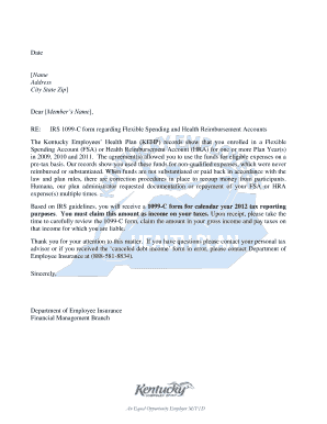 IRS 1099-C Form for FSA/HRA Non-Qualified Expenses