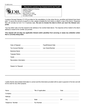 Louisiana Tax Assessment & Lien Payoff Request