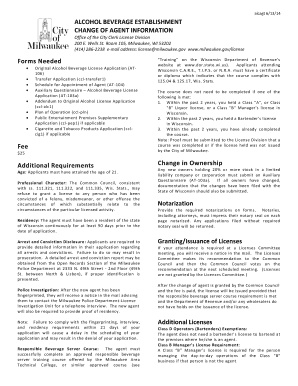 Wisconsin Alcohol Beverage Change of Agent Form