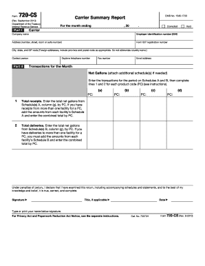 Form 720-CS Carrier Summary Report