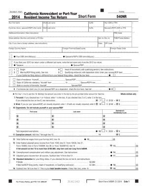 California Nonresident or Part-Year Resident Income Tax Return