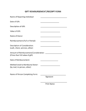 Gift Reimbursement Receipt Form