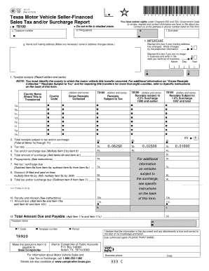 Texas Motor Vehicle Seller-Financed Sales Tax Report