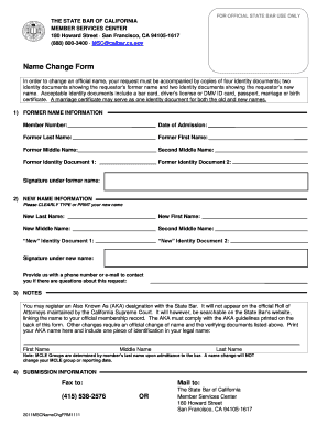 California State Bar Name Change Form
