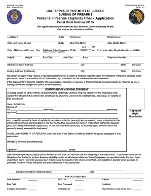 California Personal Firearms Eligibility Check Application