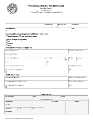 Arizona Salesperson Associate Broker Change Form