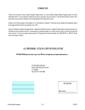 Vermont Healthcare Provider Enrollment Agreement