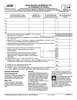 Form 4137 Unreported Tip Income