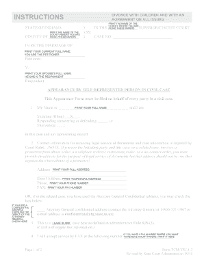 Indiana Divorce Petition with Children