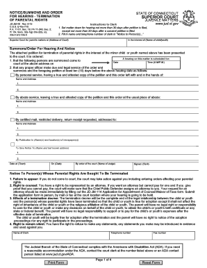Connecticut Termination of Parental Rights Notice