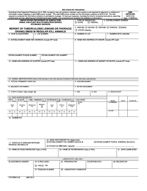 USDA Tuberculosis Lesion Report Form