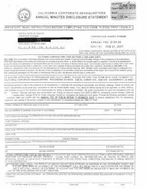 California Annual Minutes Disclosure Statement