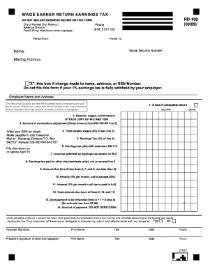 Kansas City Wage Earner Earnings Tax Form