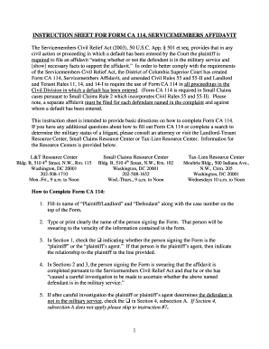 Form CA 114 Servicemembers Affidavit