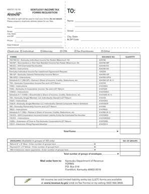 Kentucky Income Tax Forms Requisition