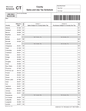 Wisconsin Sales and Use Tax Schedule