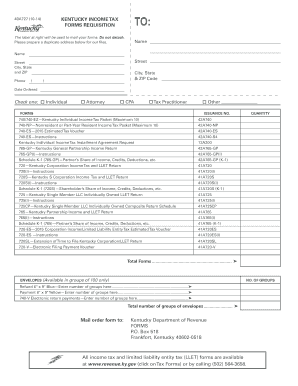 Kentucky Income Tax Forms Requisition